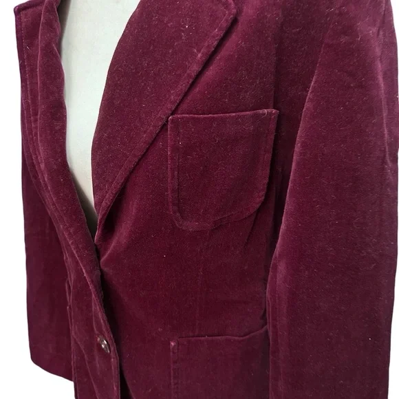 Barclay Square Burgundy Color Corduroy Blazer Size 8 - Picture 4 of 7